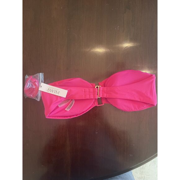 NWT VIctoria's Secret Swim Bikini Top MEDIUM Hot Pink Bandeau Attachable Strap - Picture 10 of 11
